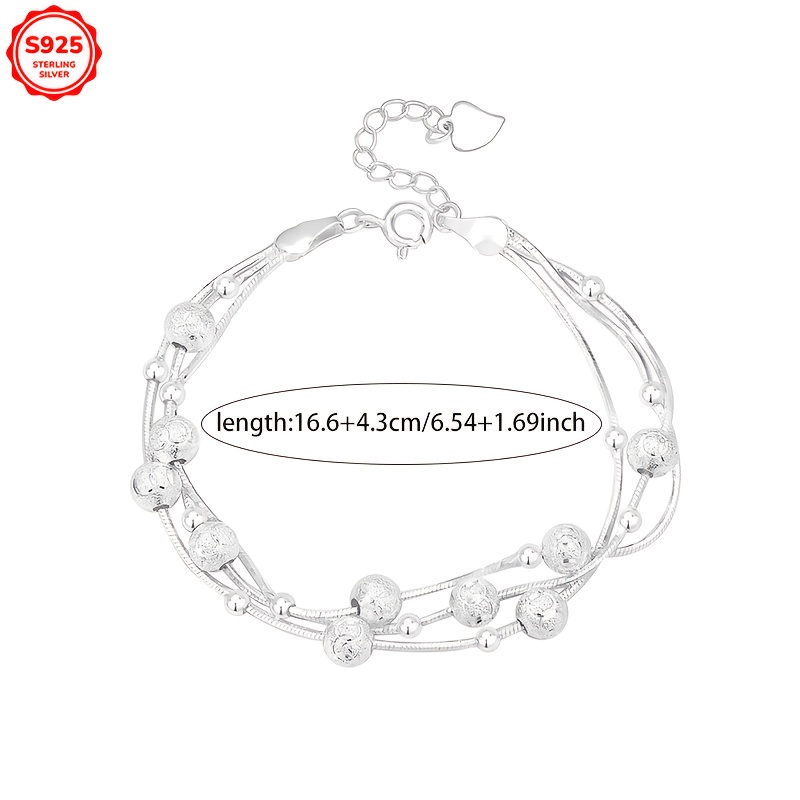 925 Silver Minimalist Beaded Snake Bone Bracelet